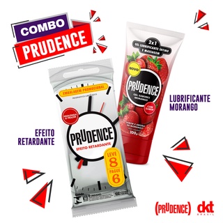 Kit Preservativo Prudence Efeito Retardante Com 8 Unidades + Lubrificante Gel Prudence Morango 100G