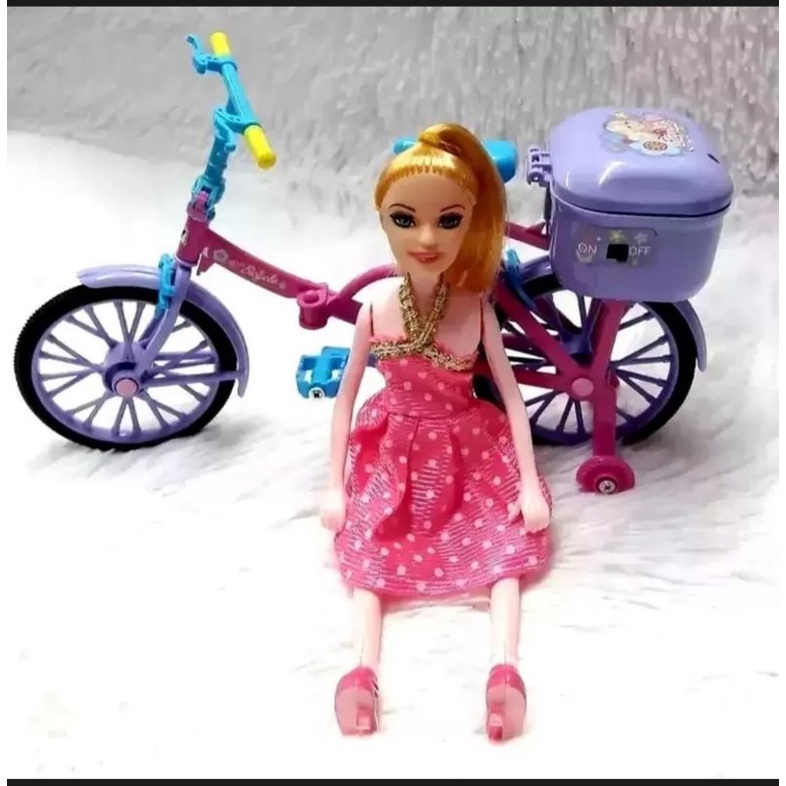 Brinquedo de boneca infantil de bicicleta com som luz que anda .
