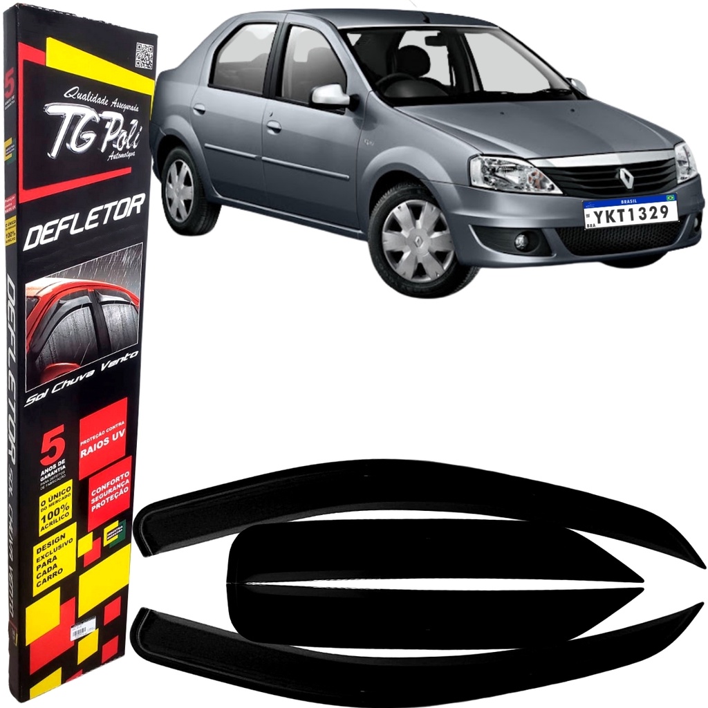 Calha De Chuva Defletor Tg Poli Renault Logan 2007 2008 2009 2010 2011 2012 2013