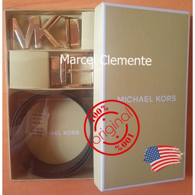 Kit Cinto Michael Kors 4-in-1 Logo Caixa Marrom | Shopee Brasil
