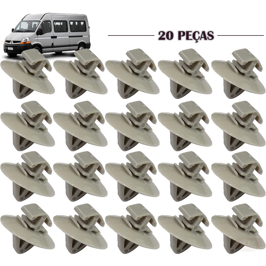 20 Grampo Presilha Trava da Moldura Friso Lateral Borrachão Porta Renault Master Kango / Iveco Daily / Mercedes Sprinter