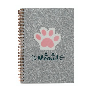 Caderno Meow Pautado - Caderno Pautado - Espiral Dourado - Caderno Gatinho - Caderno com Linhas