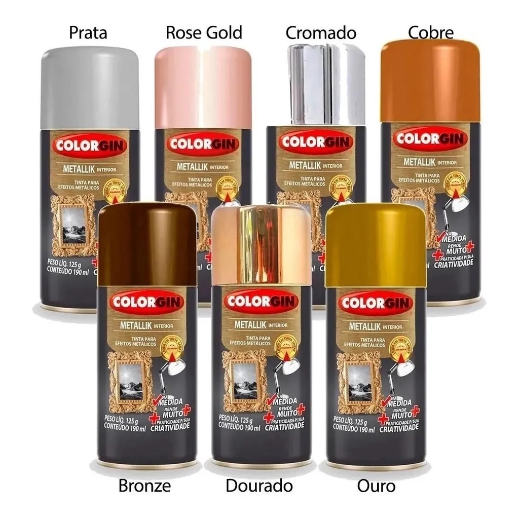 Tinta Spray Metallik Efeito Metalizado Várias Cores Shopee