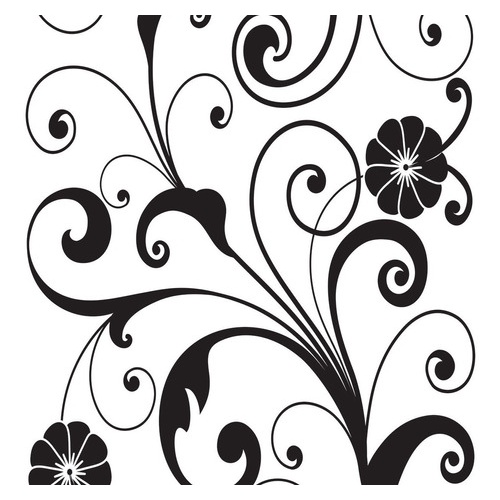 Papel De Parede Arabesco Ramos De Flores Preto E Branco 3m