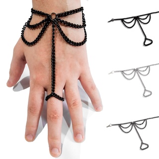 Pulseira Anel Luva de Correntes Finas Com Camadas