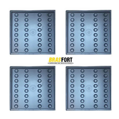 KIT 4 Fôrmas Plástica Piso Tátil Alerta FP031 45x45x2,5cm
