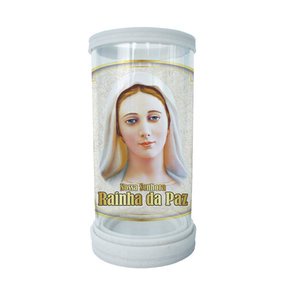 Porta Vela em Vidro e Mármore Nossa Sra Rainha da Paz 18cm