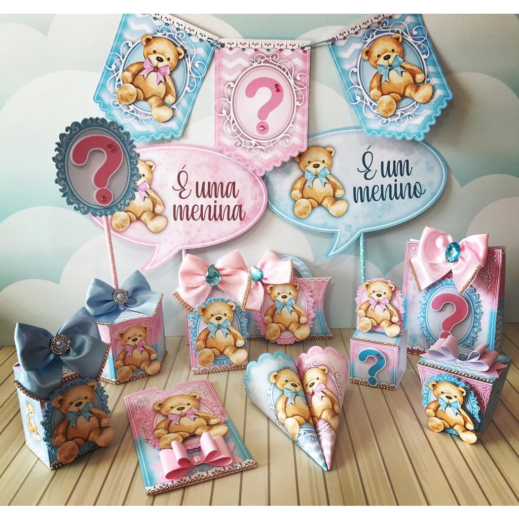 Caixinhas personalizadas, milk, cone e sushi, lembrancinhas, decoração Kit de festa aniversário Chá revelação ursinho