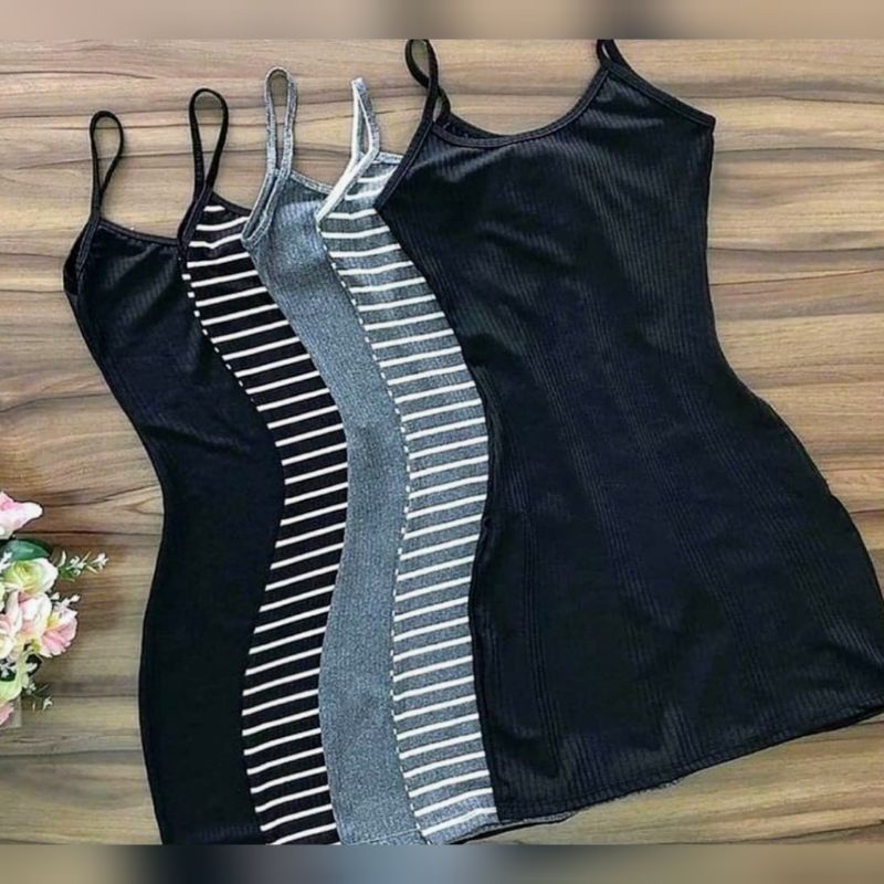Combo Kit 2 Vestidos Slim Listrados Tubinho Curto Canelado  tamanho M 36 ao 42 em Oferta na Shopee