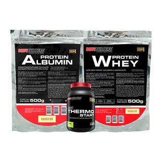 KIT Albumina 500g, Whey Protein 500g, Thermo Start 120g Limão - Bodybuilders