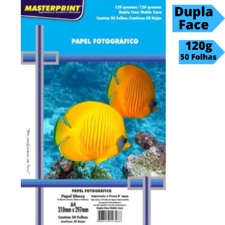 Papel Fotográfico Dupla face Foto 120g A4 Glossy Brilhante Resistente a Água 50 Folhas Masterprint em Oferta na Shopee