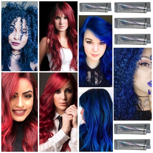 3 Tinta Cabelo Azul Royal 3 Tinta Vermelho 66.66 Hidratylife