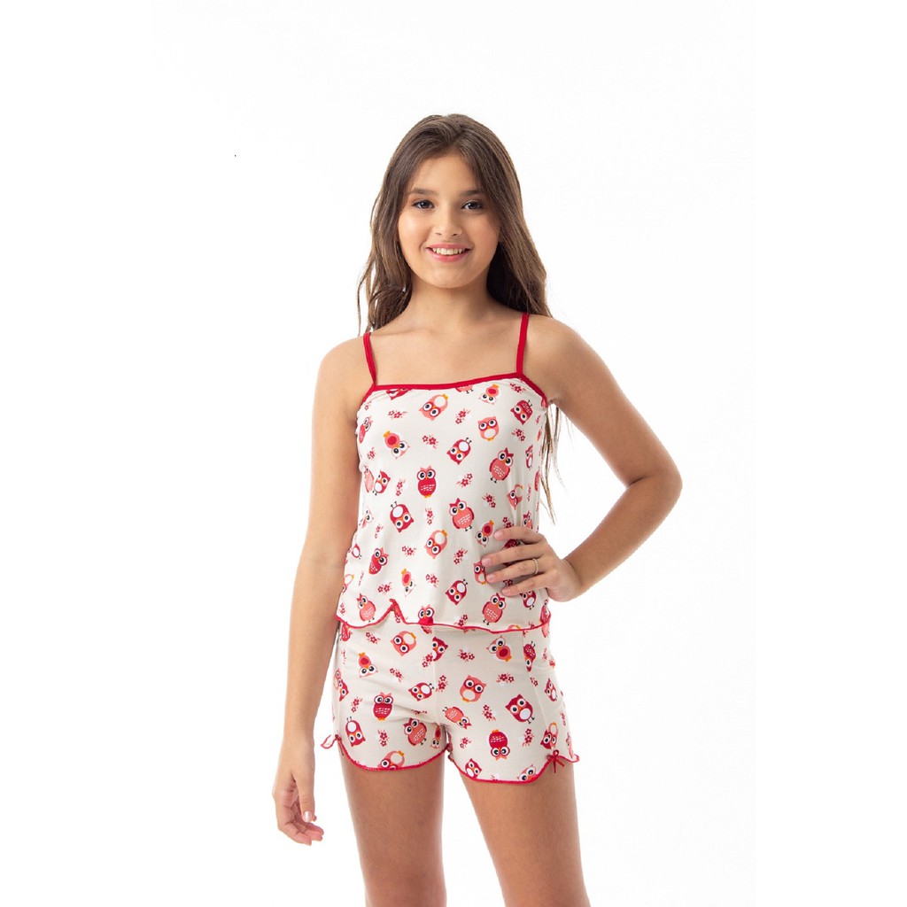 KIT 3-5  Baby Doll  infantil juvenil Estampado  Blusa E Short Confortavel em Oferta na Shopee