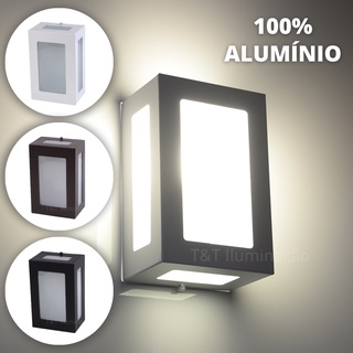 Arandela Retangular 5 Vidros em Alumínio e Vidro Externa Interna Muro Parede E-27 Resistente a Sol, Chuva e Maresia - T&T Iluminação