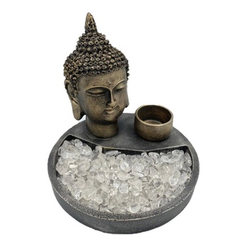 Imagem Jardin Zen Buda Porta Velas Com Quartzo Cristal