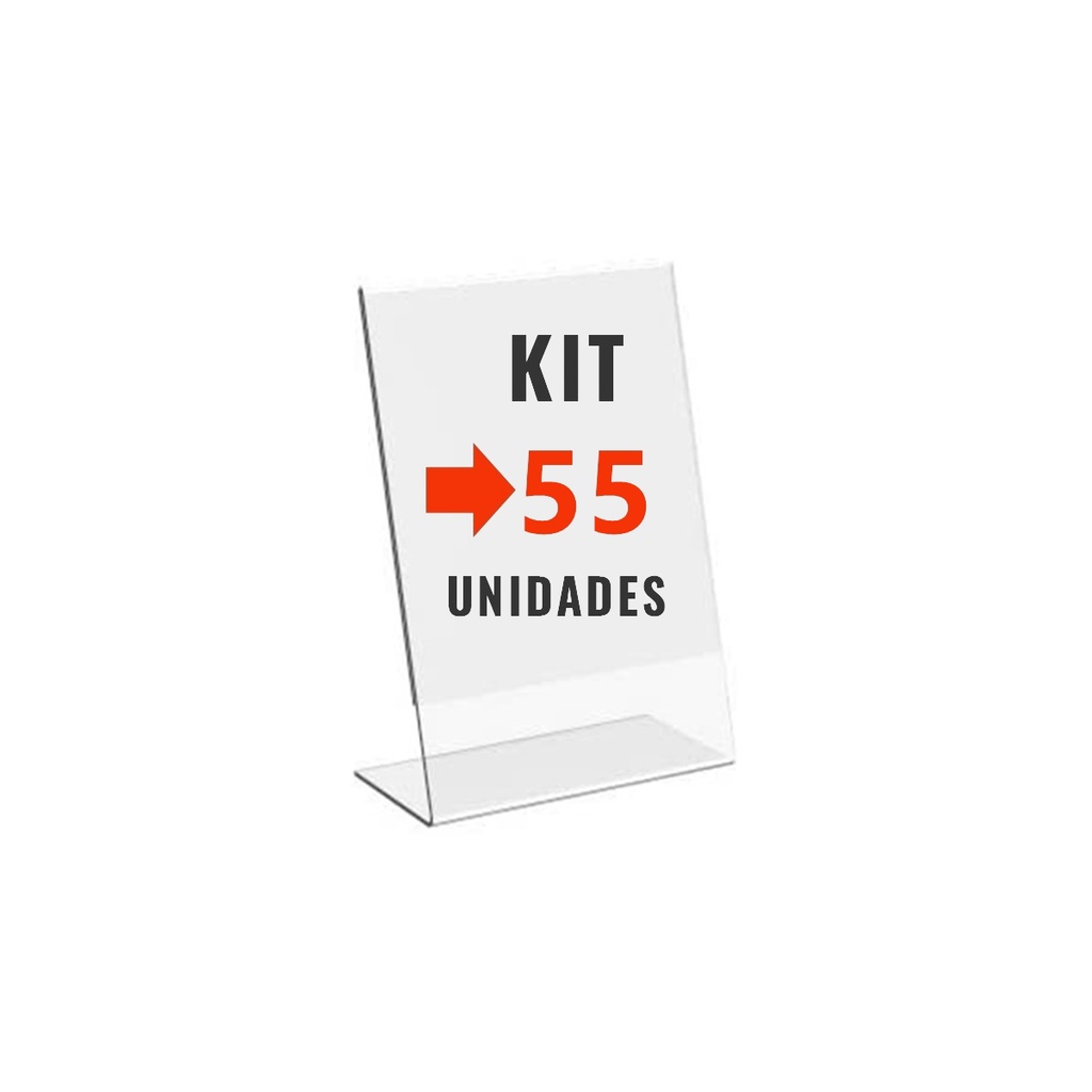 Kit com 55 Display Expositor Acrilico L Tamanho A6 10x15cm Vertical ...