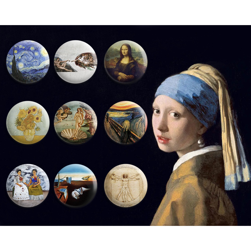 Bottons  Quadros Famosos Obras de Arte - Botum / Boton / Broche (3,5cm & 4,5cm) em Oferta na Shopee