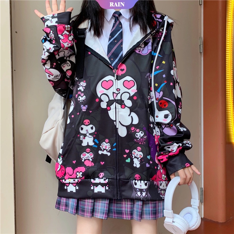 Moletom Com Capuz Feminino Estampa De Anime Japonês Harajuku Kuromi (Chuva)