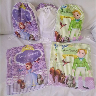 30 Mochilinha Personalizada PRINCESA SOFIA e PRINCIPE JAMES medida 22x30 em Oferta na Shopee
