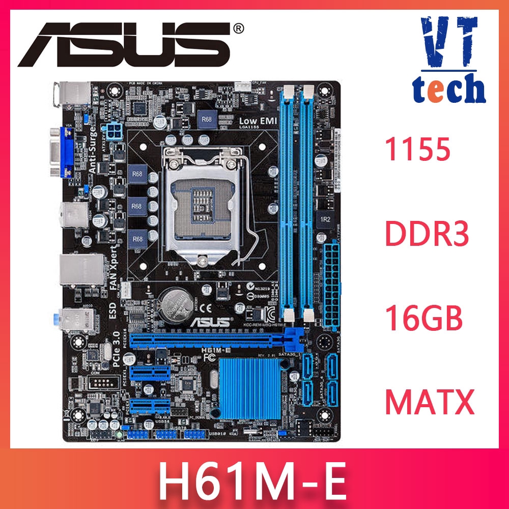 Placa-Mãe ASUS H61M-K/LGA/1155/DDR3 para Desktop/CPU I3/I5/I7/H61 - Faz ...