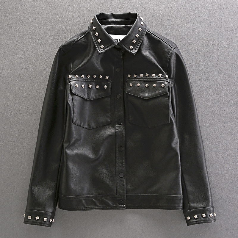 jaqueta de couro punk masculina