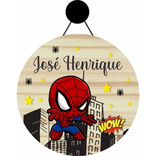 Enfeite Porta Maternidade Homem Aranha - Nome personalizado - Decoração para quarto! GUIRLANDA. em Oferta na Shopee