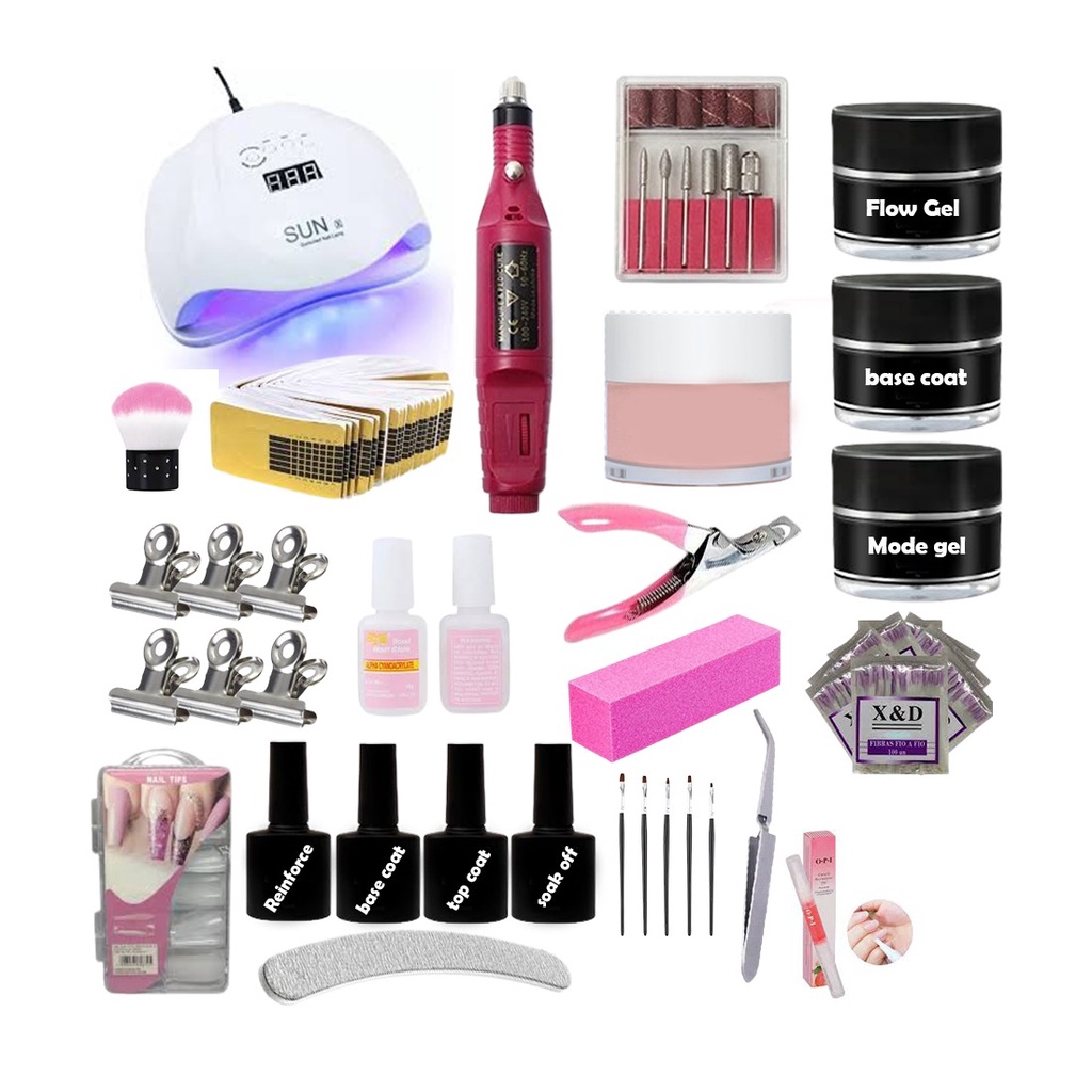 Kit Completo Para Unhas Gel e Alongamentos Com Cabine e Lixadeira ...