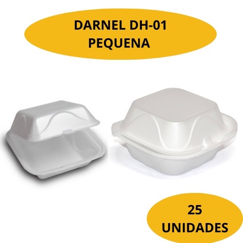 25 Unidades Hamburgueira Embalagem de Isopor Para Hamburguer Sanduíche Batata Frita Uso Delivery - PEQUENA H 01