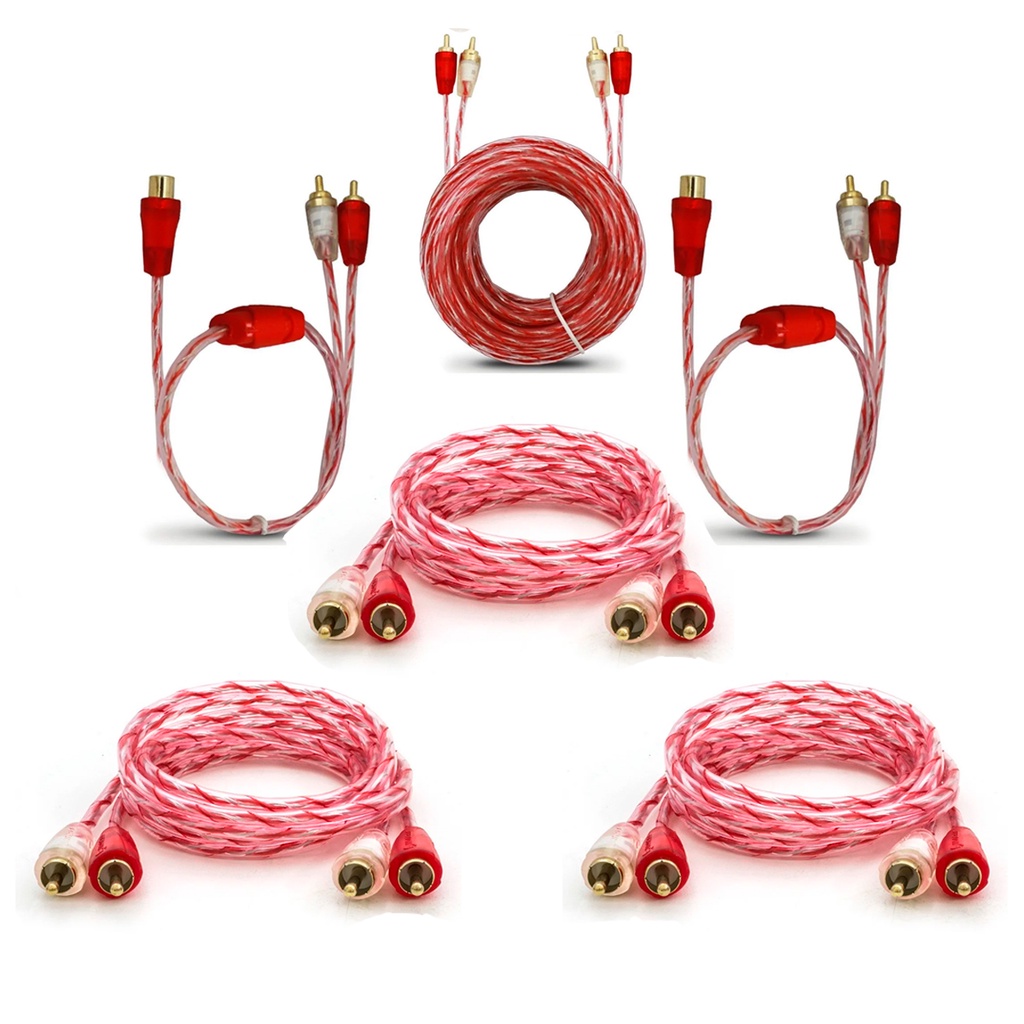 Kit 4 Cabos Som Automotivo Rca Antirruído + 2 Cabos Y Bronze em Oferta na Shopee