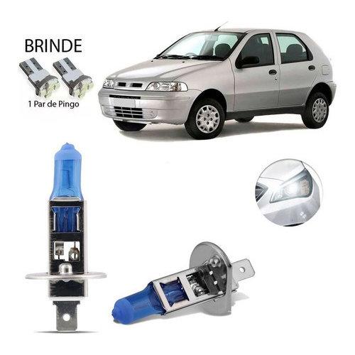 Lampada Super Branca Farol Alto 8500k Fiat Palio 2000-2003