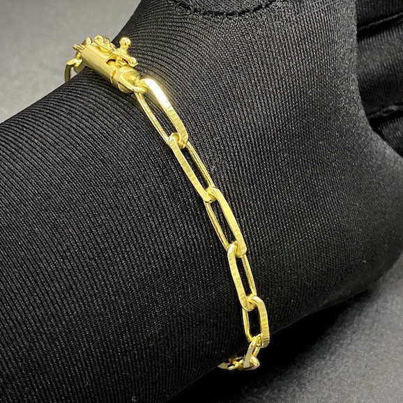 Pulseira Masculina 5mm Fecho Canhão Banho De Ouro 24k Pulseira Carrier Diamantada Pulseira Masculina Banhada