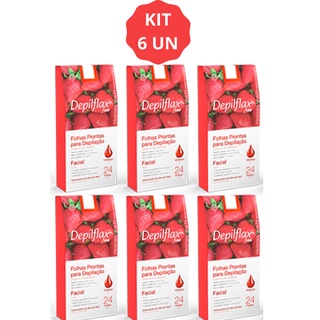 Folhas Prontas para Depilação Facial Depilflax Morango 144 unidades (6 CX)