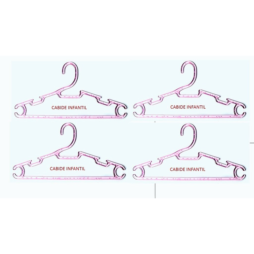 Cabides Infantil e Bebe Acrílico Rosa caixa com 100 Unidades 28 cm