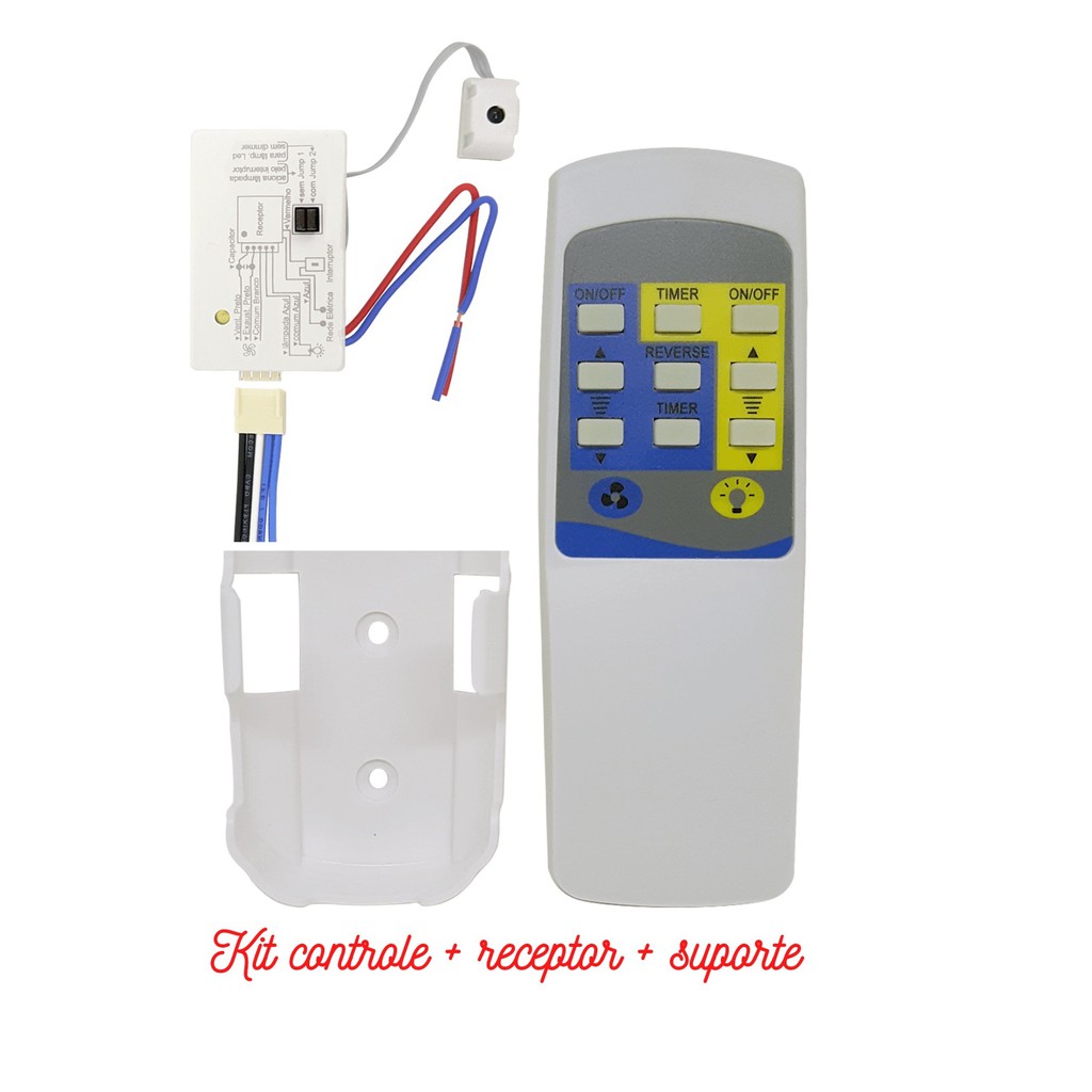 Controle Remoto para Ventilador de Teto com Reversão e Lâmpada Universal Bivolt
