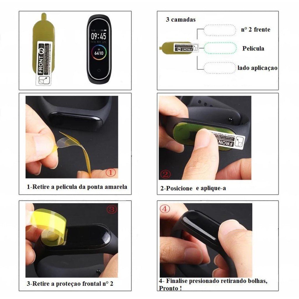 Pelicula em hidrogel para SmartBand Mi band 3, 4 ou Mi Band 5 e M4 ou M5
