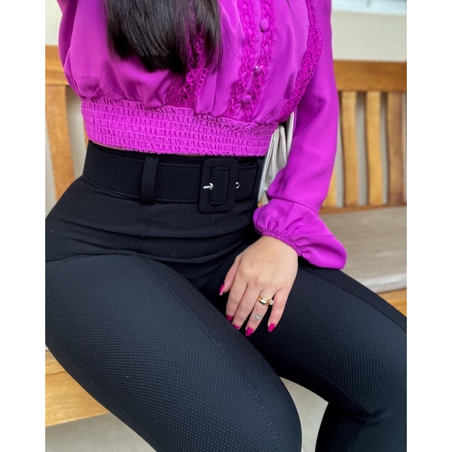 Calça Skinny Com Cinto Blueleia malha pop