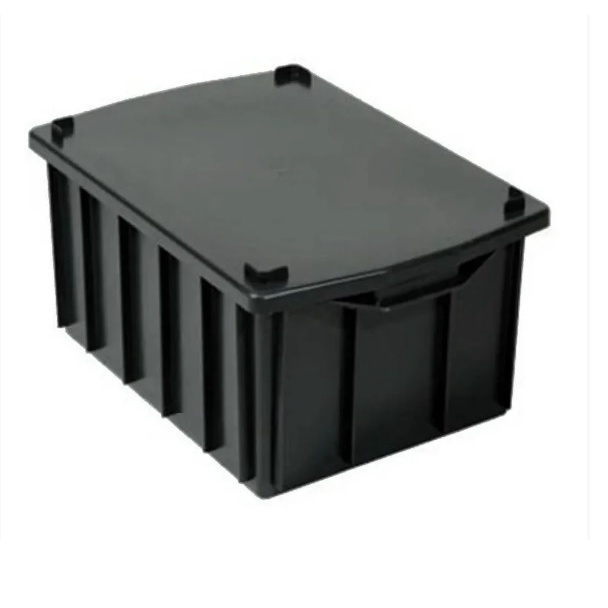 Caixa Plastica Container Organizadora 39,5l Com Tampa 1013 Preta