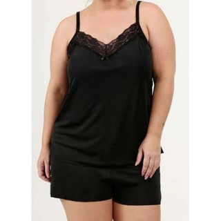 Pijama plus size 50 ao 64 short doll liganete detalhe em renda plus size baby doll tamanho especial