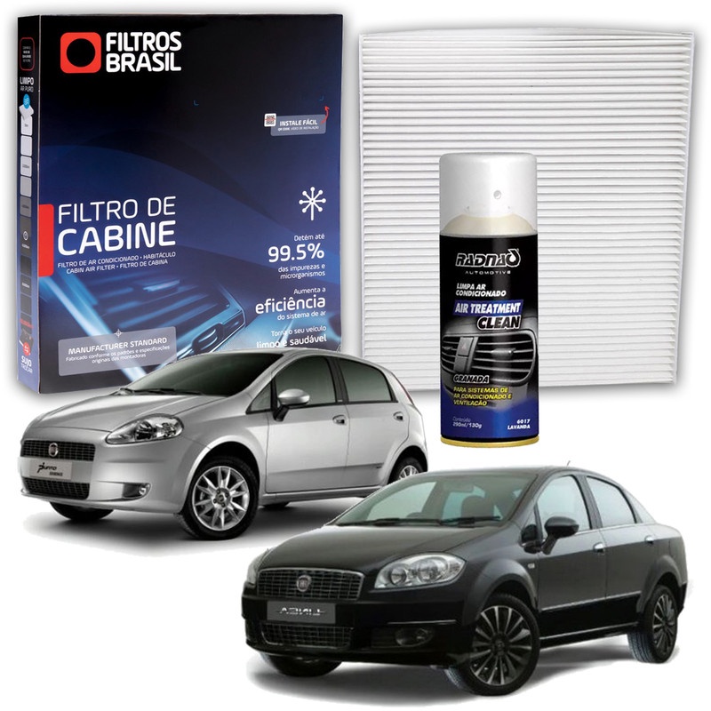 Filtro da Cabine Ar Condicionado Fiat Punto/Linea + Higienizador Limpa Ar Tipo Granada p/ Carro - Spare Parts and Accessories for Vehicles