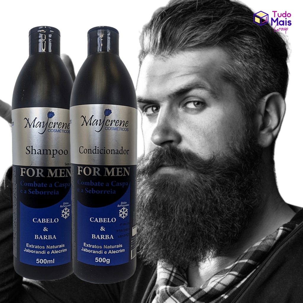 Kit de Tratamento Shampoo Condicionador Cabelo e Barba For men 500ml Maycrene Masculino Kit de Tratamento Shampoo Condicionador Cabelo e Barba For men 500ml Maycrene Masculino