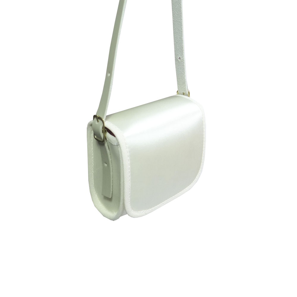 Bolsa Bolsinha Clutch Bebê Pérola Off White Creme Cetim Inverno Para Bebê Pequena Bebê