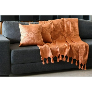 Xale para sofá jacquard terracota