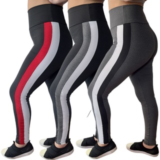 Calça Legging Feminina Academia cintura alta Listra Lateral