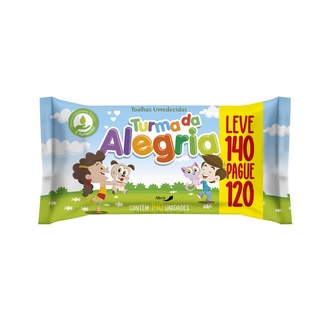 Toalhas Lenços Umedecidos Turma da Alegria c/ 140 Un 19x13cm