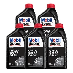 Kit 5 Óleos Mobil Super 20w50 Mineral Original Carro