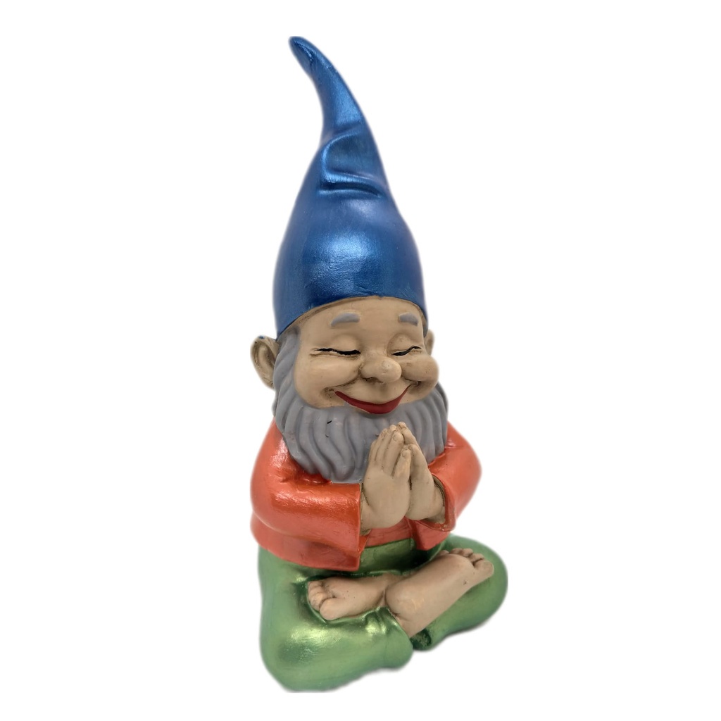 Gnomo de Jardim Zen Duende da Sorte Meditando Decoração yoga