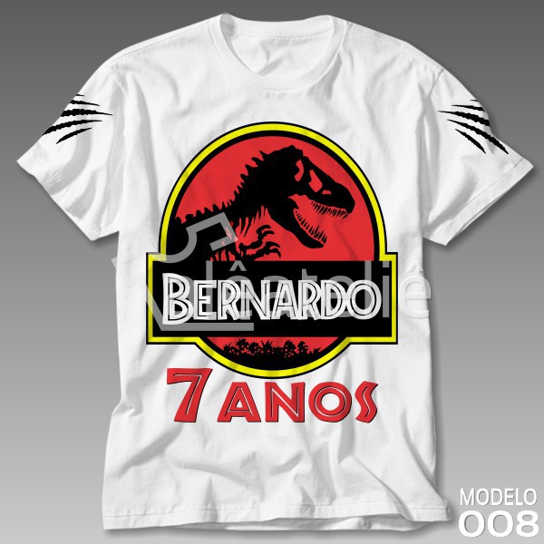 Camiseta Jurassic Park Parque dos Dinossauros Infantil Adulto Personalizada