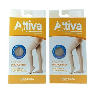 Kit 2 Par Meia Coxa 7/8 Alta Compressão 20-30 Sigvaris Attiva Pós Parto Operatório Previnir Varizes Usadas Na Gravides