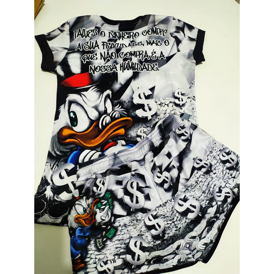 Conjunto de Quebrada Tio Patinhas Qb22 Shortinho + Baby Look