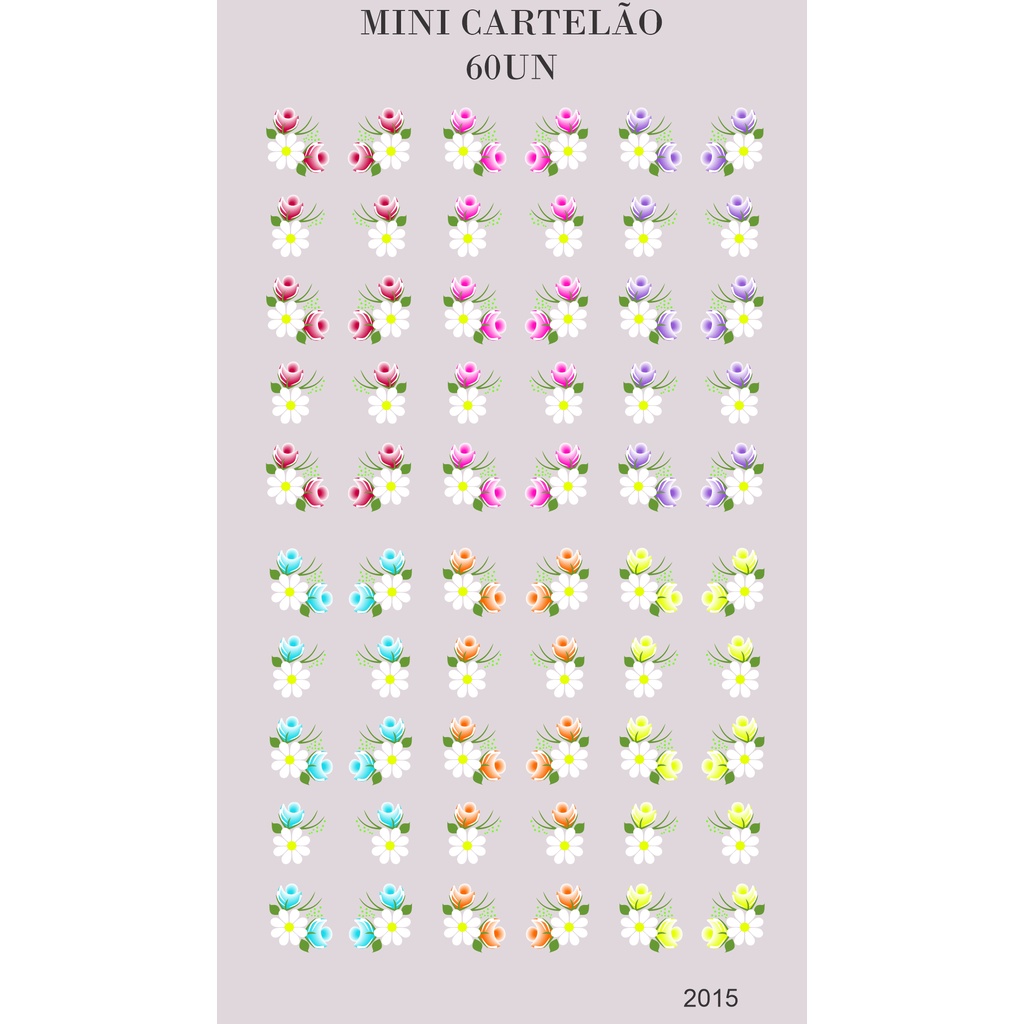 Adesivos De Unha Margarida Varios Modelos Cartelao 60 Un